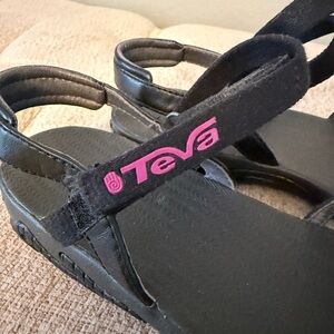 Teva Black Sandals with Pink Accents